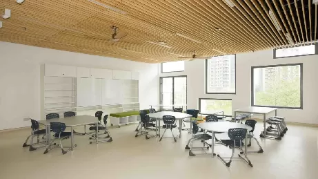 Trần gỗ tre cho trường học